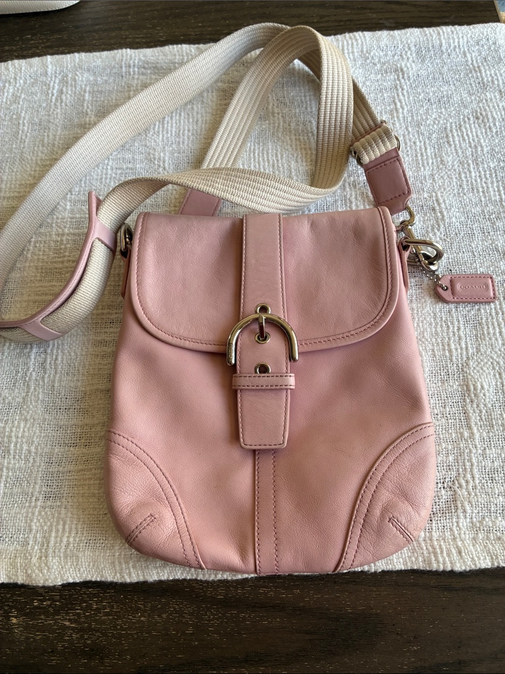 Coach light pink Leather  Crossbody Bag